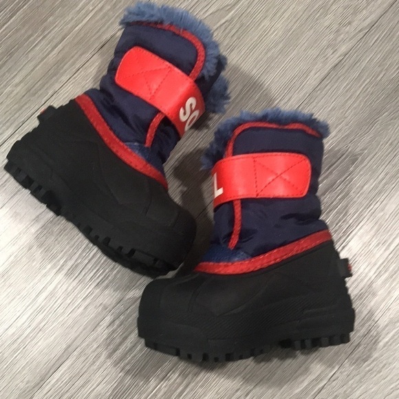 SOREL LOGO NYLON CANVAS SNOW BOOTS size 5 - Picture 3 of 10